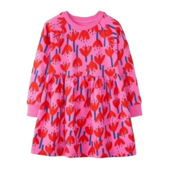 Hanna Andersson French Terry Sunset Tulip Print Knit Spring Dress 130cm 8 - Picture 1 of 7